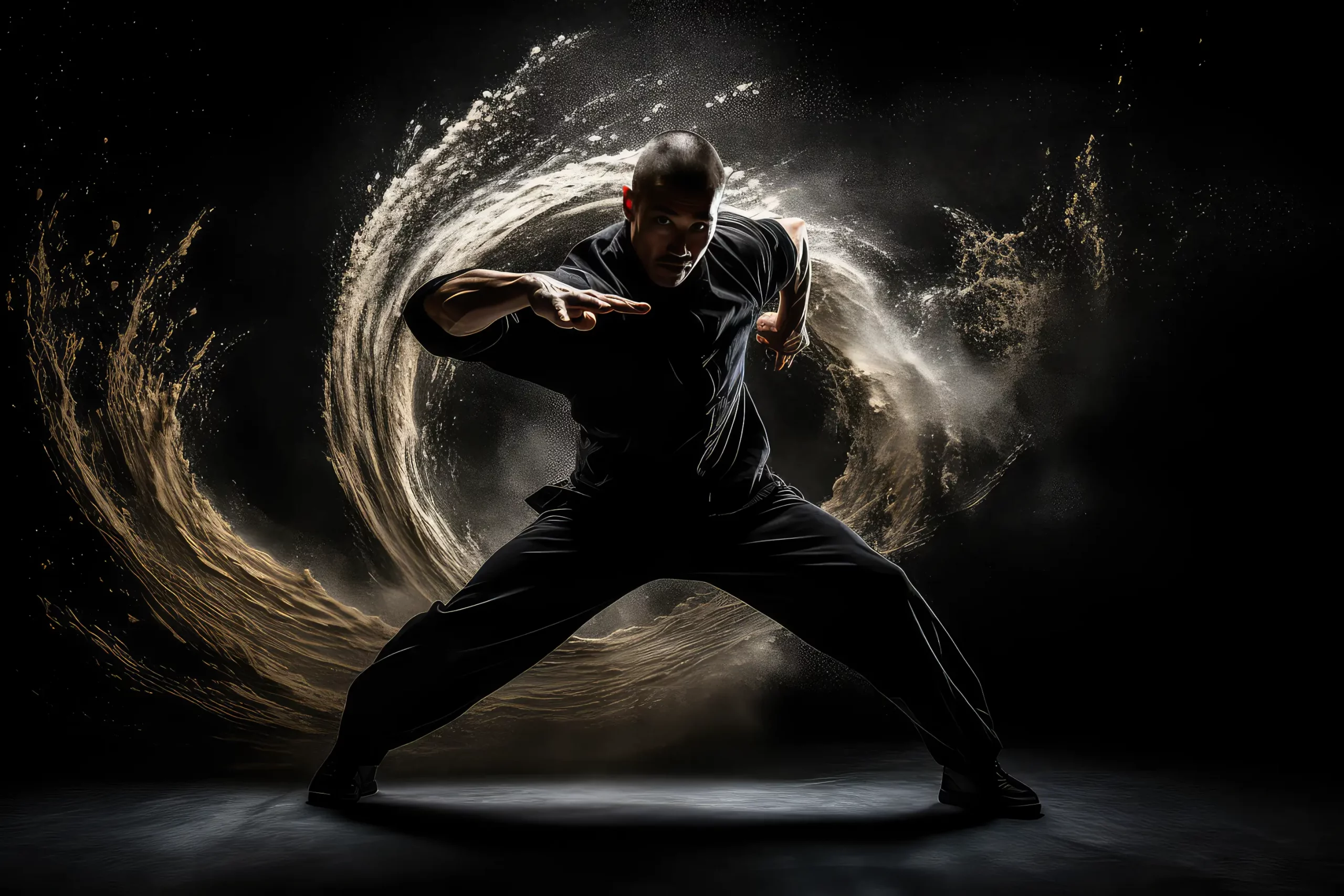 Jeet Kune Do Master showing the fluidity of motion in stylized image