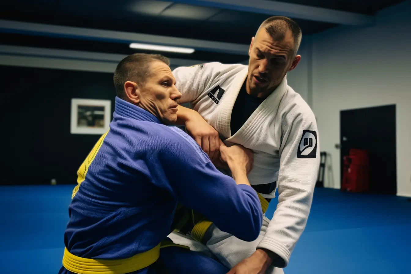 Two Jiu Jitsu Practitioners sparring at River City Warriors